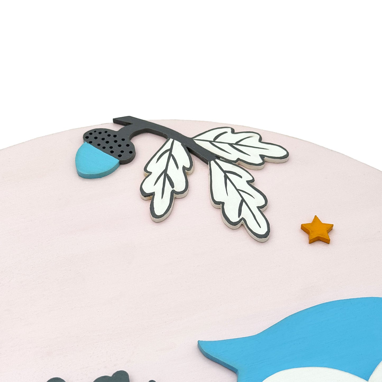 Owl Themed Hand-Painted Wooden Round Kids Name Plate
