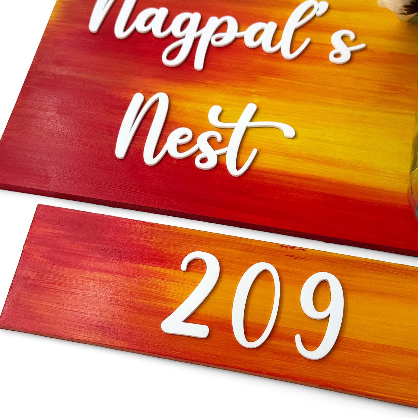 Hand-Painted Wooden Name Plate With Jar For Home - Jar Board & One Plank