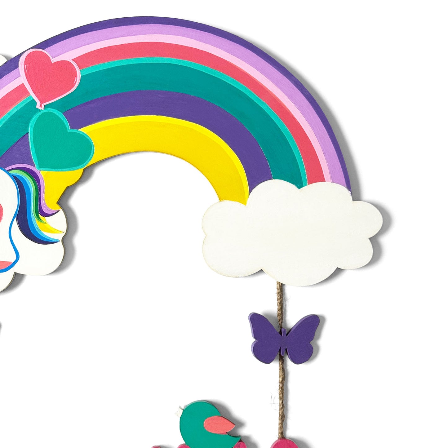 Unicorn Themed Hand-Painted Wooden Kids Name Plate - Design 2