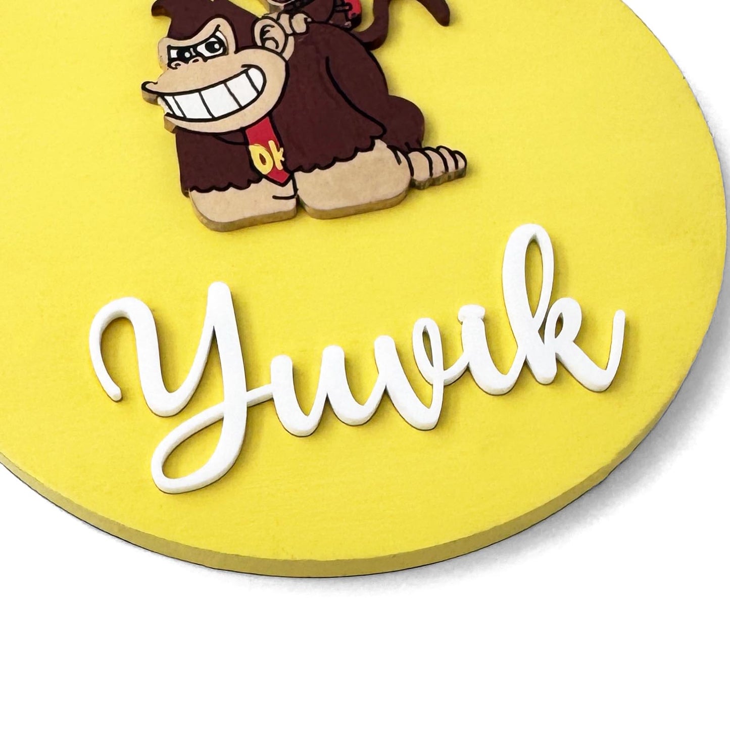 Donkey Kong Themed Hand-Painted Wooden Name Plate For Kids