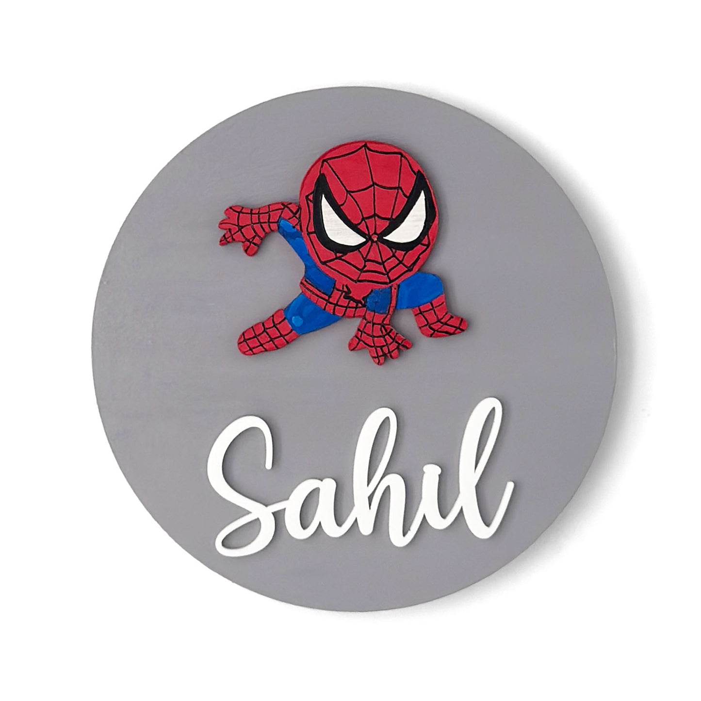 Spider Man Themed Hand-Painted Wooden Name Plate For Kids
