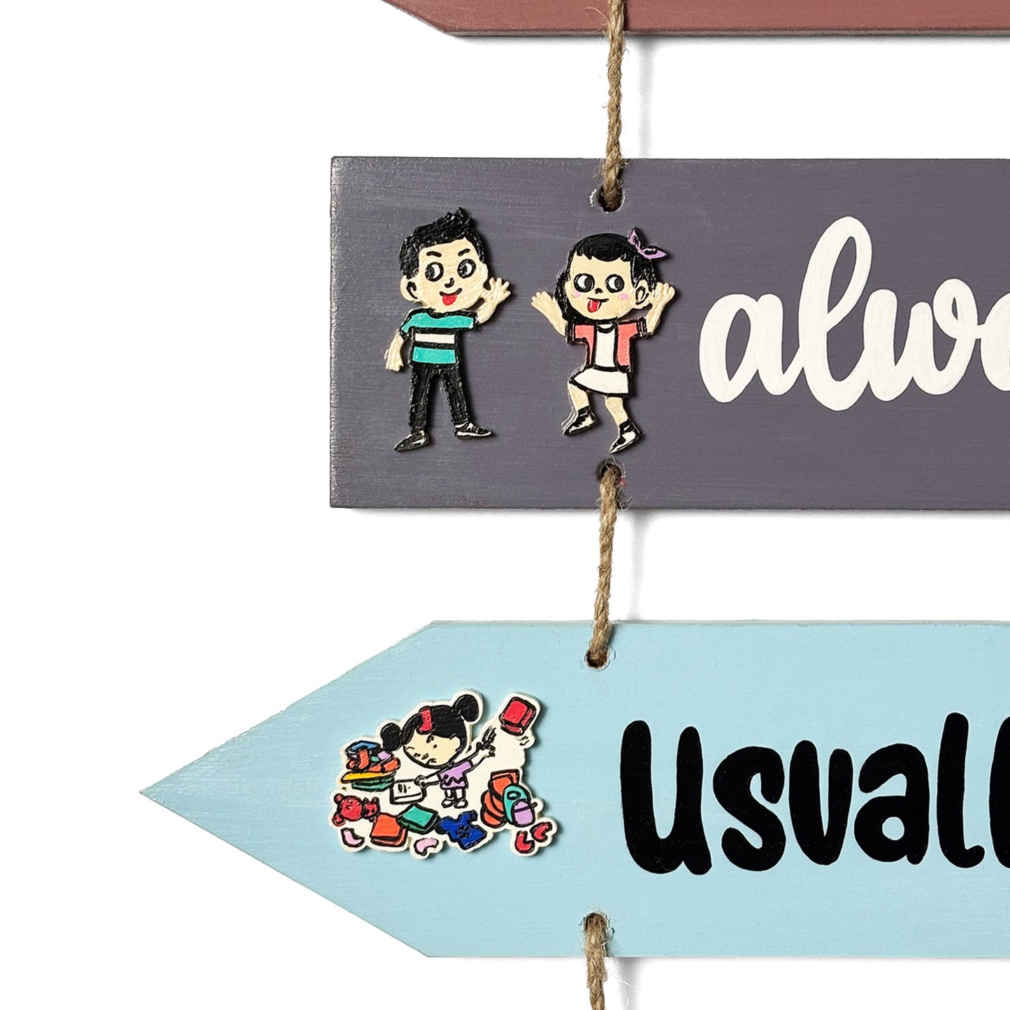 Welcome To Our Home Hand-Painted Wooden Arrow Plank Wall Hanging - Design 3