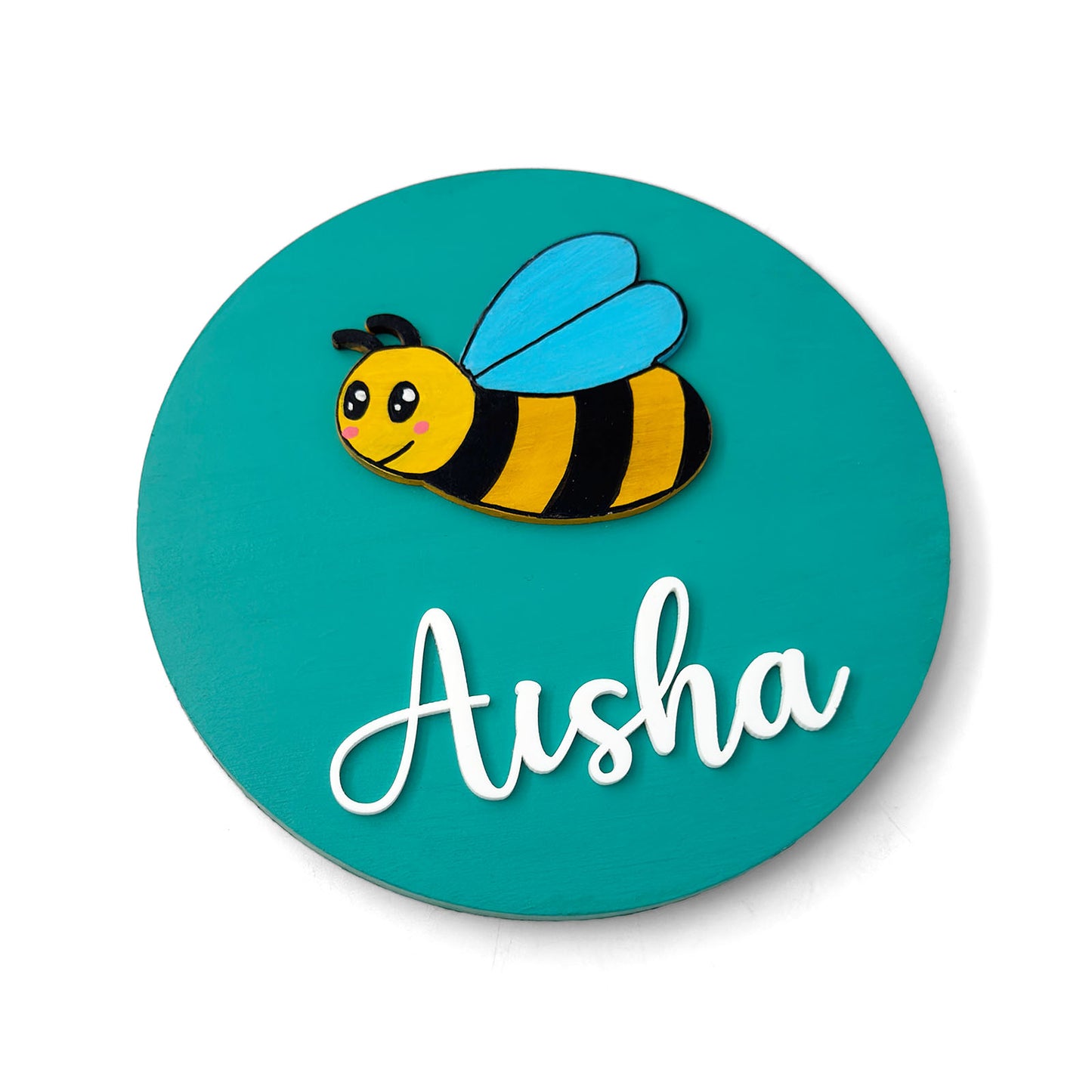 Honey Bee Themed Hand-Painted Wooden Name Plate For Kids