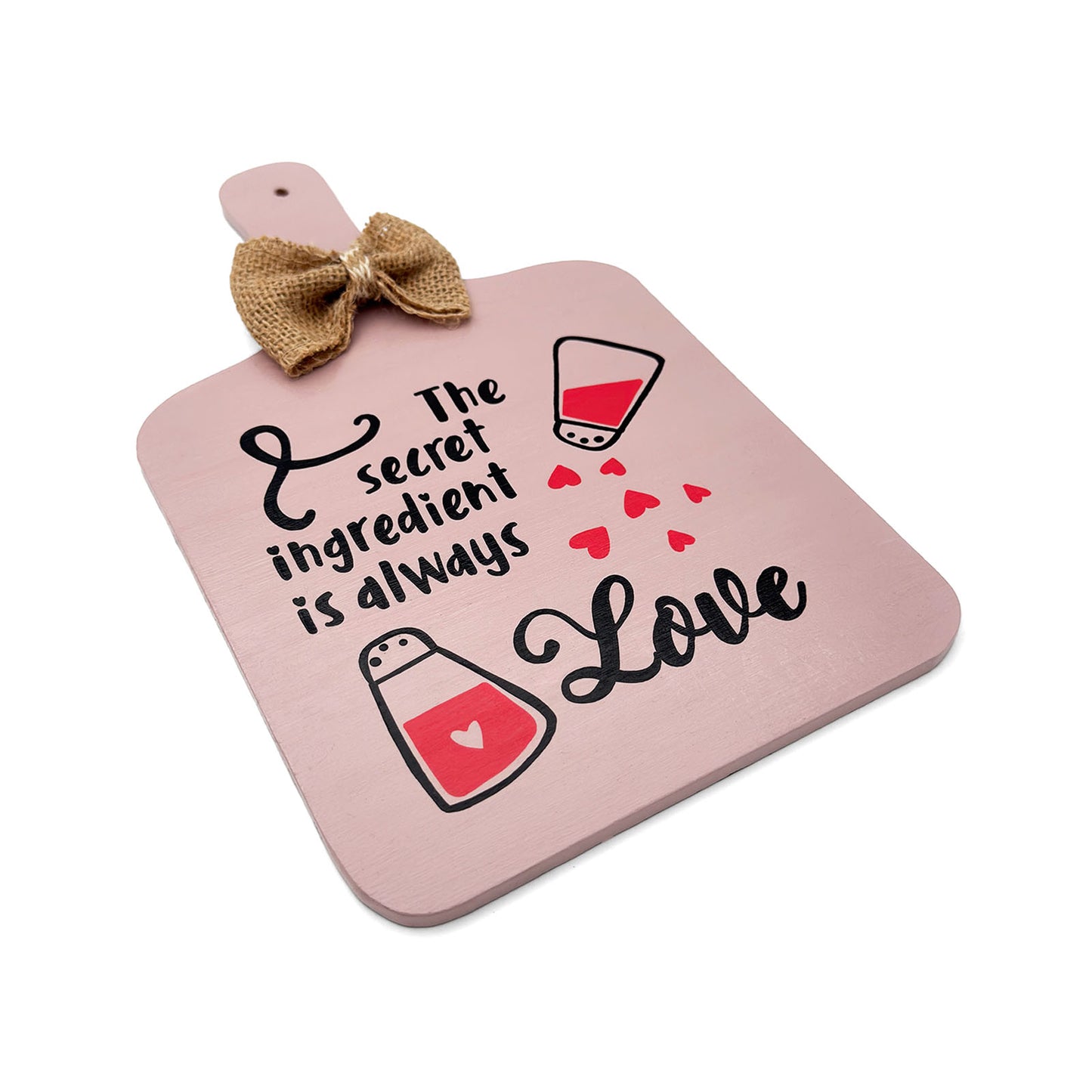 The Secret Ingredient Is Always Love Hand-Painted Wooden Chopping Board Kitchen Wall Hanging - Light Brown