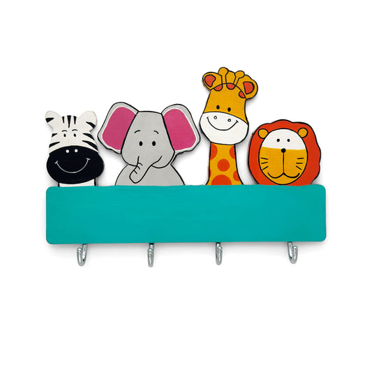 Animal Themed Hand-Painted Wooden Kids Wall Hanger