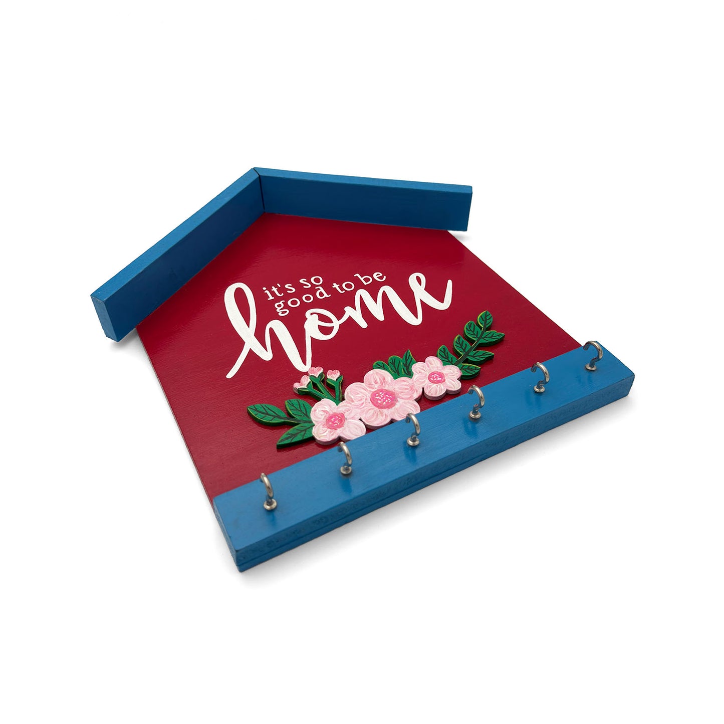 Hand-Painted Wooden Hut Key Holder -  It's So Good To Be Home