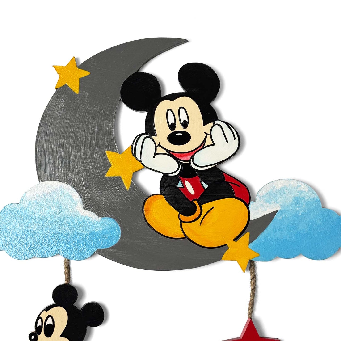 Mickey Mouse Themed Hand-Painted Wooden Kids Name Plate