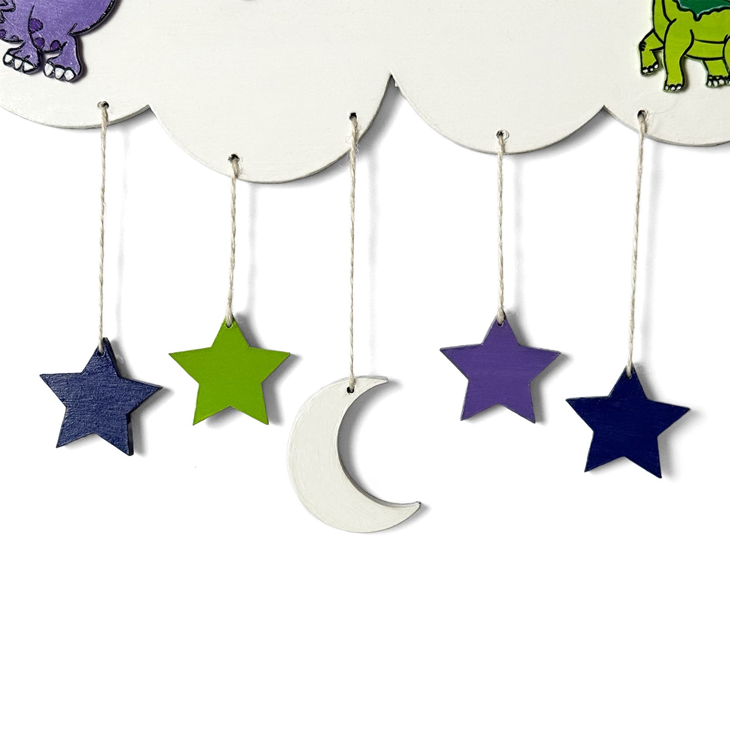 Cloud & Dinosaur Themed Hand-Painted Wooden Kids Name Plate