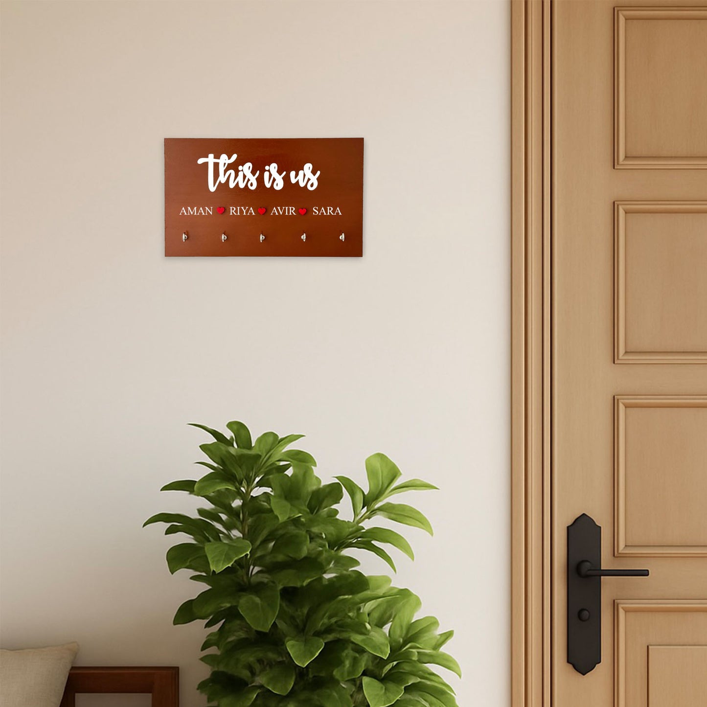 Personalised Hand-Painted Wooden Key Holder - This Is Us