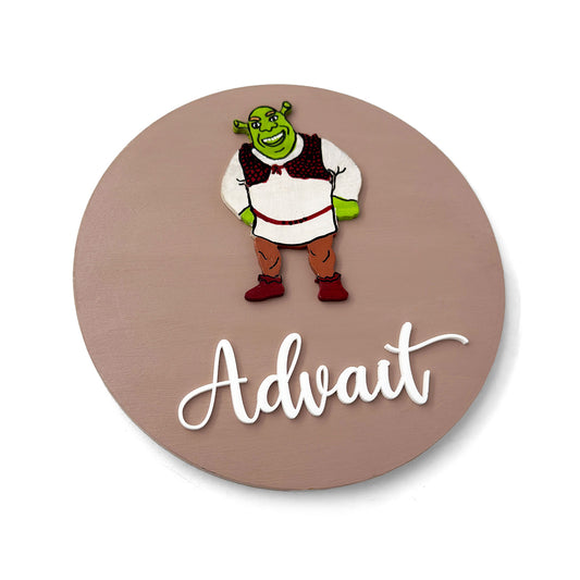 Shrek Themed Hand-Painted Wooden Name Plate For Kids