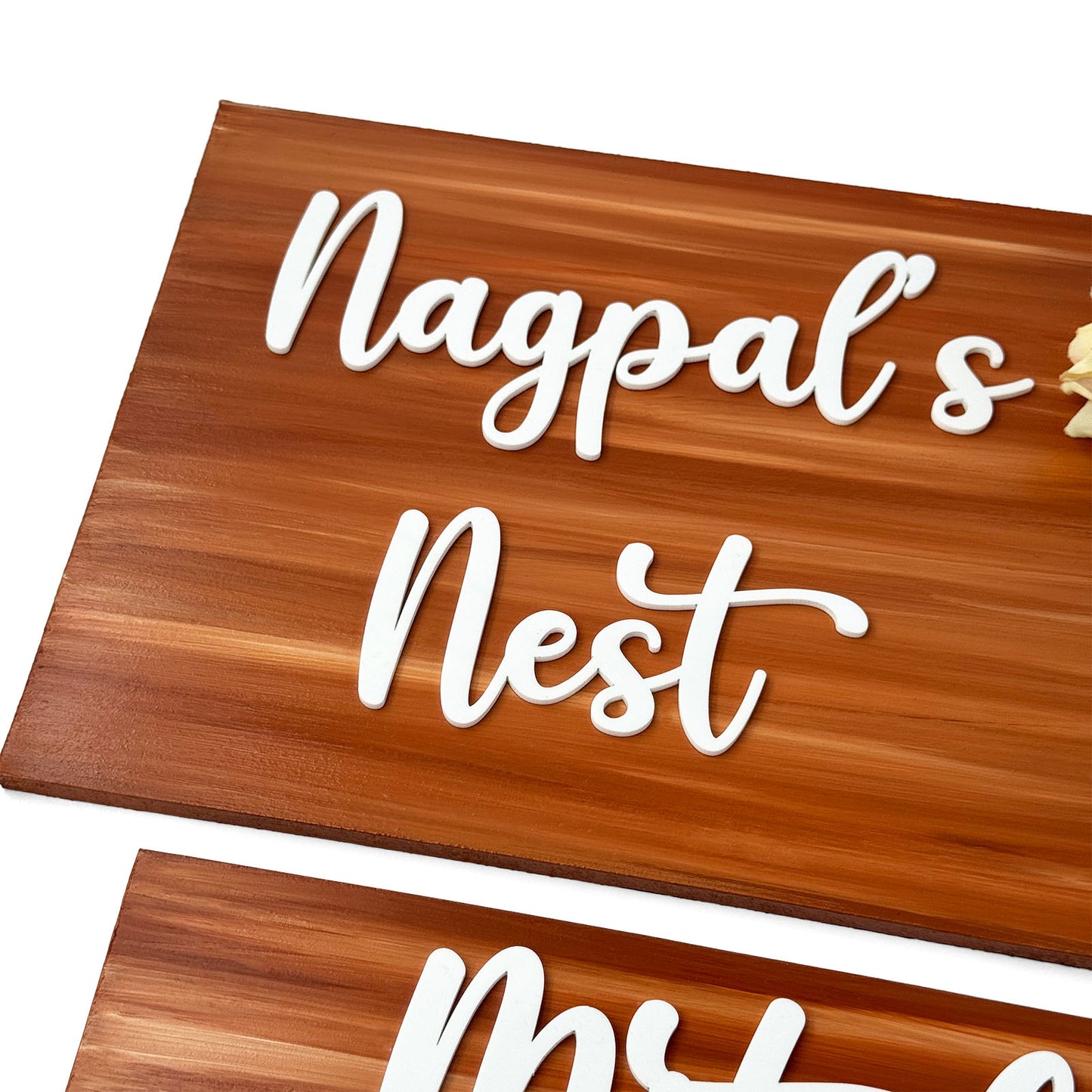 Hand-Painted Wooden Name Plate With Jar For Home - Jar Board & Two Planks