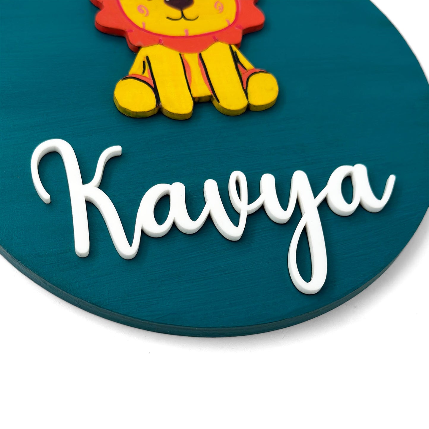 Lion Themed Hand-Painted Wooden Name Plate For Kids