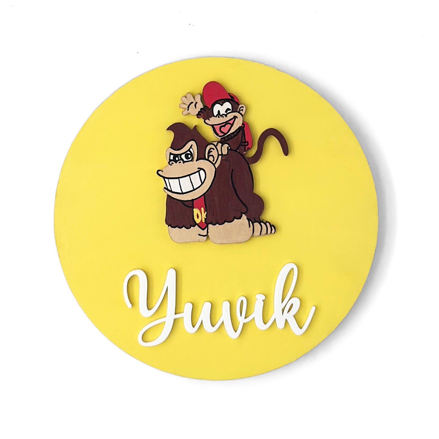 Donkey Kong Themed Hand-Painted Wooden Name Plate For Kids