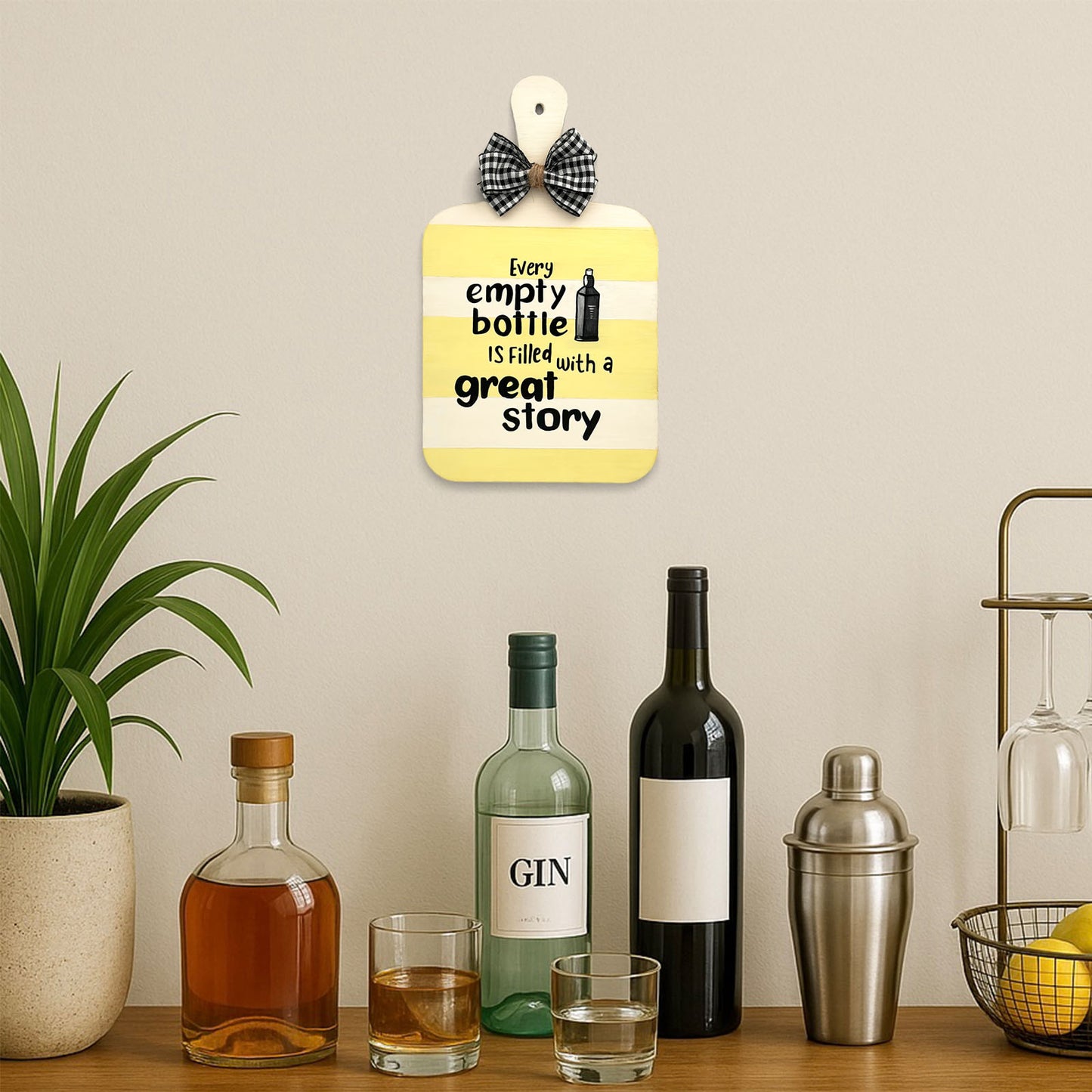 Great Story Hand-Painted Wooden Bar Room Hanging