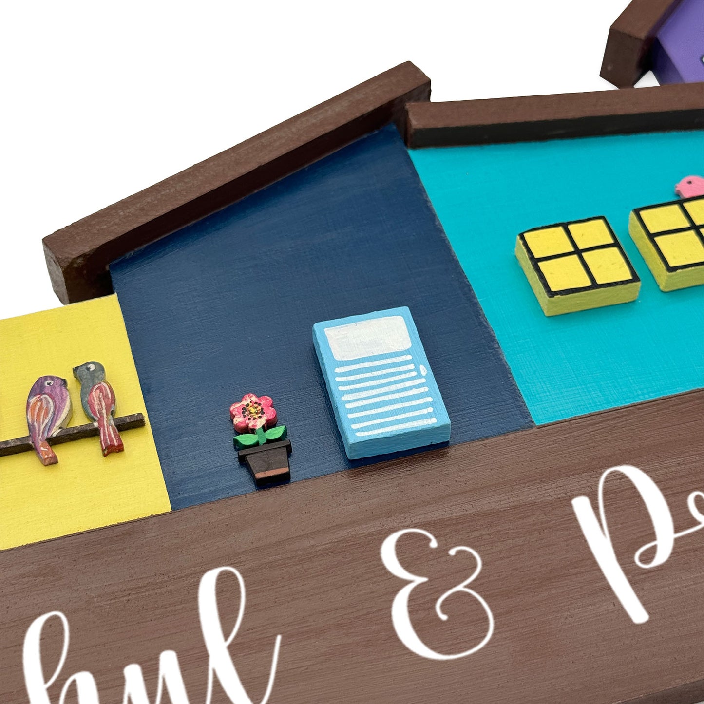 Hut-Shaped Hand-Painted Wooden Name Plate For Home - Hut Board Design 6