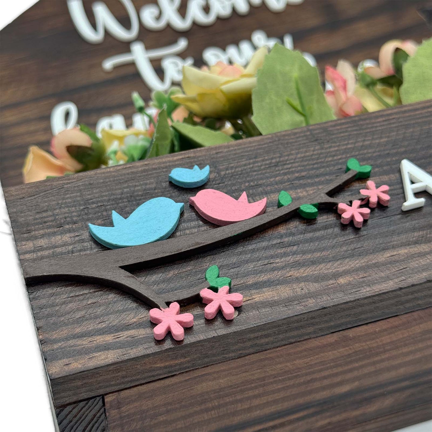Hut-Shaped Hand-Painted Wooden Planter Name Plate For Home - Wooden Finish