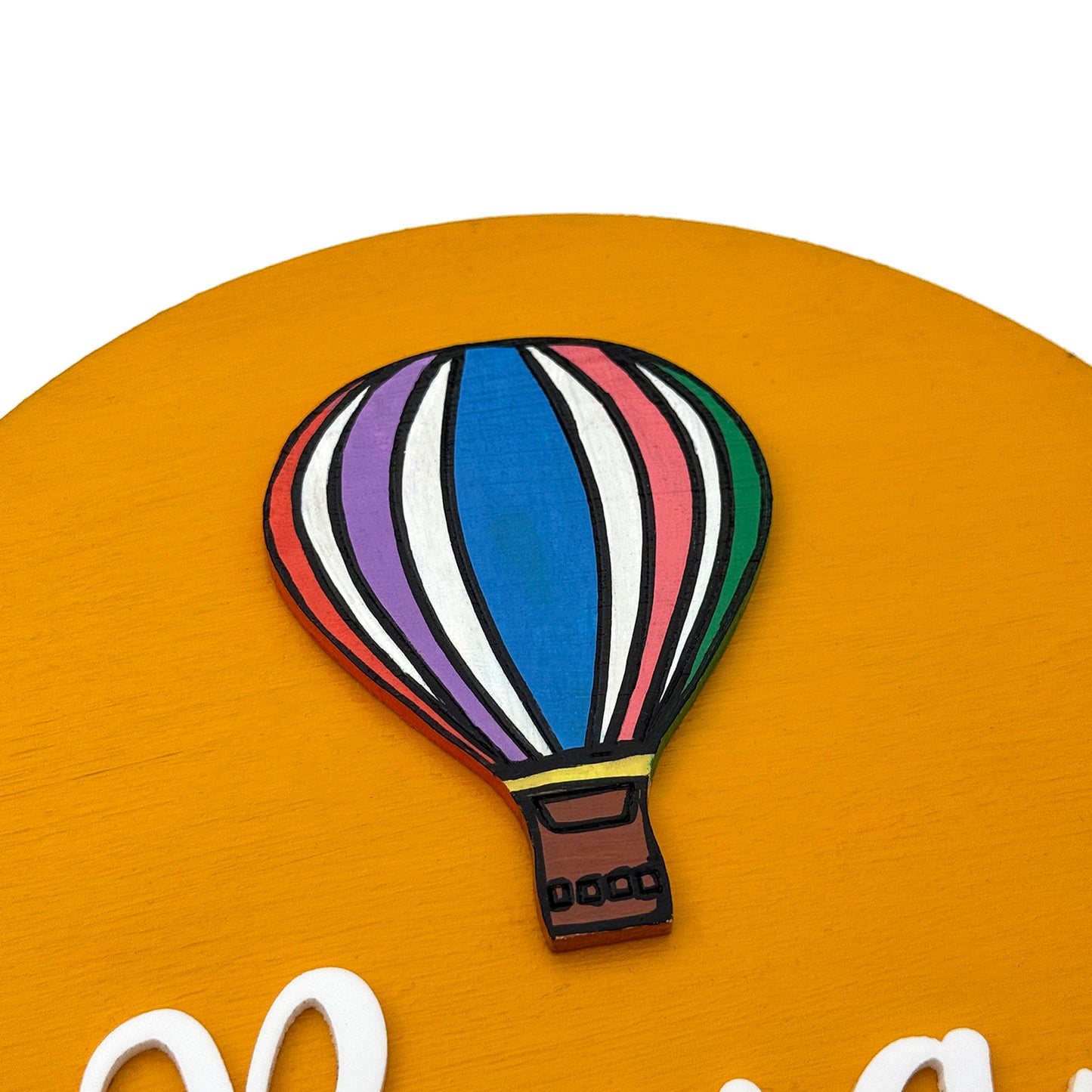 Hot Air Balloon Themed Hand-Painted Wooden Mini Kids Name Plate