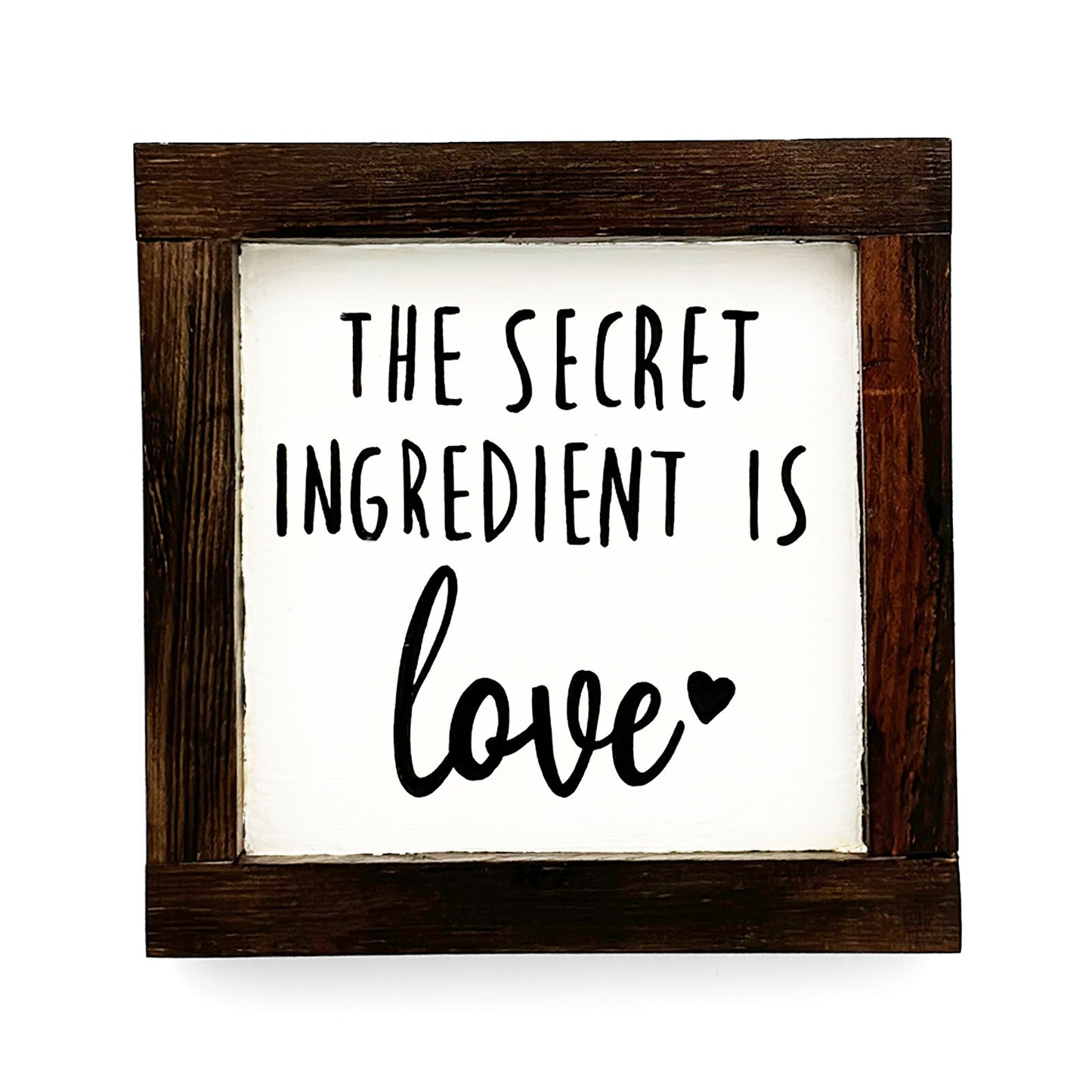 The Secret Ingredient Is Love  Hand-Painted Wooden Kitchen Wall Frame - Wooden Finish
