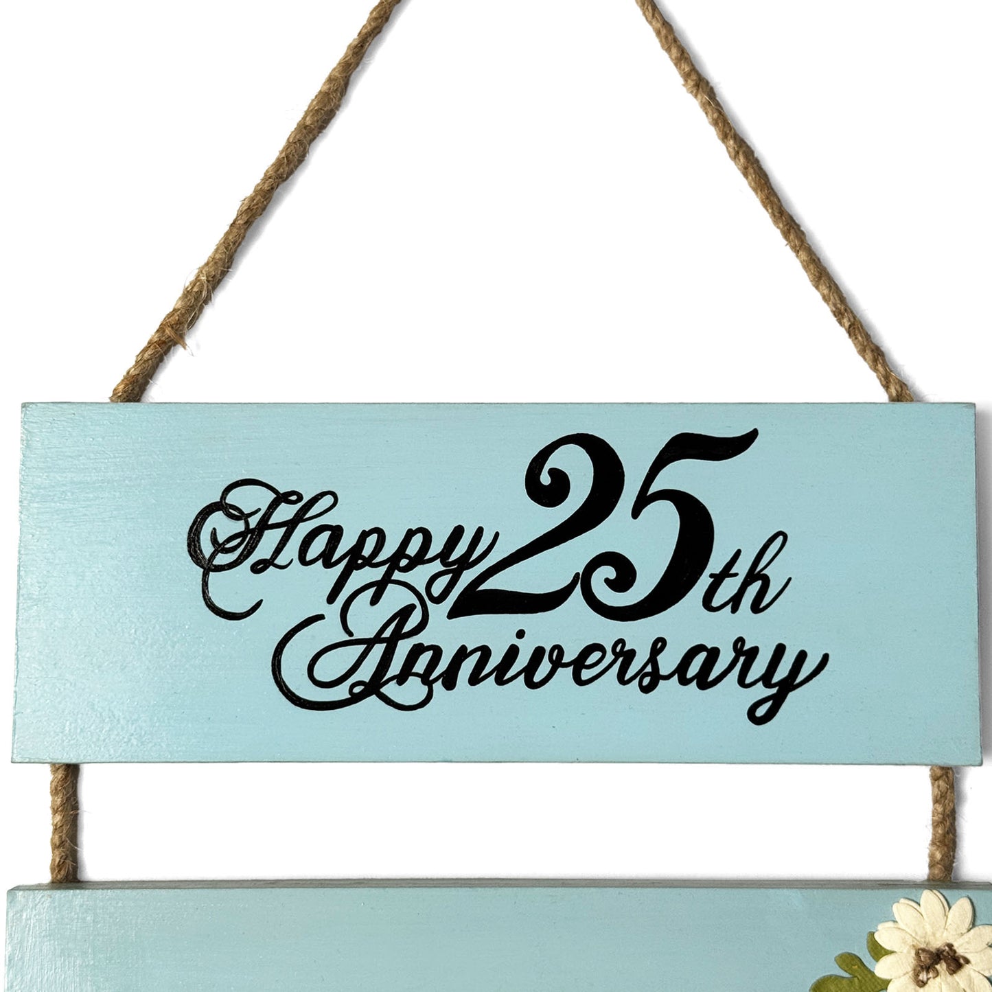 25th Anniversary Hand-Painted Wooden Photo Holder - Light Grey