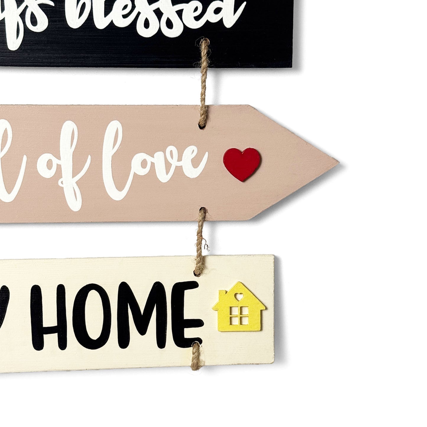 Welcome To Our Home Hand-Painted Wooden Arrow Plank Wall Hanging - Design 7