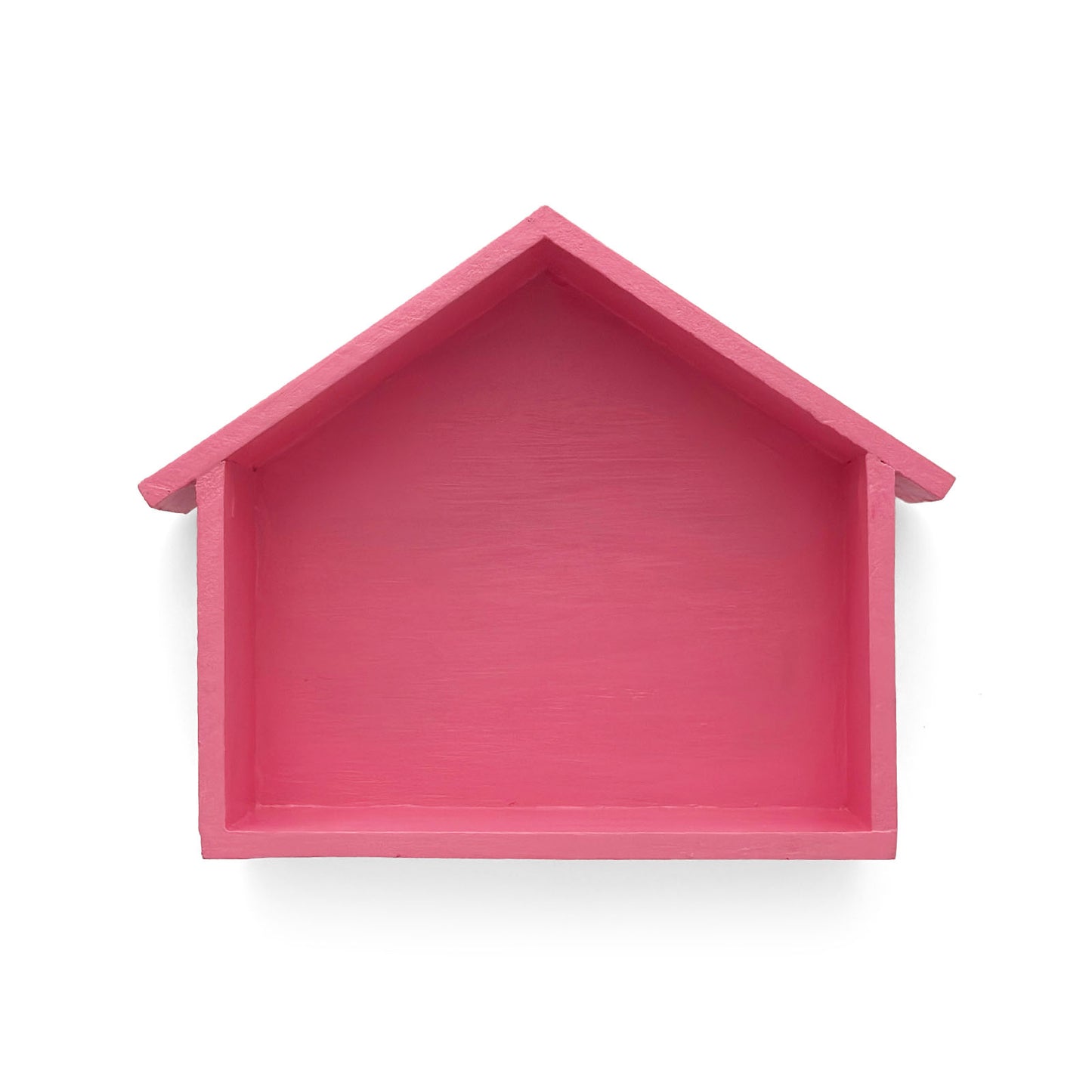 Hut Shaped Hand-Painted Wooden Wall Shelf - Pink