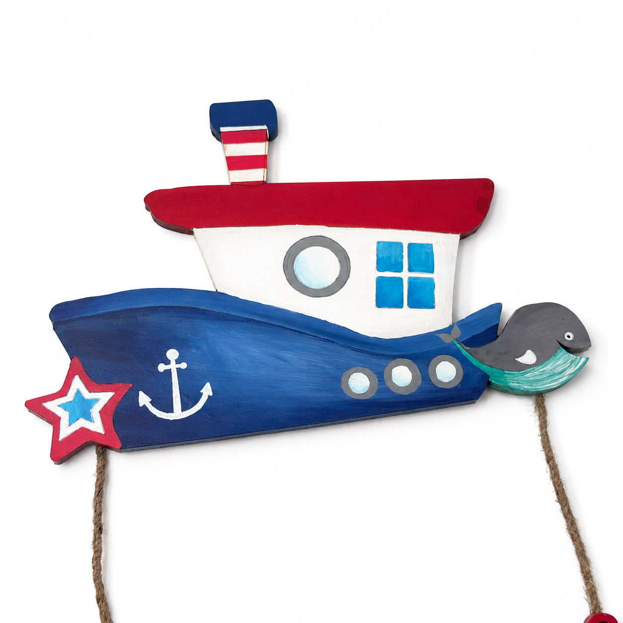 Ship Themed Hand-Painted Wooden Kids Name Plate - Design 1