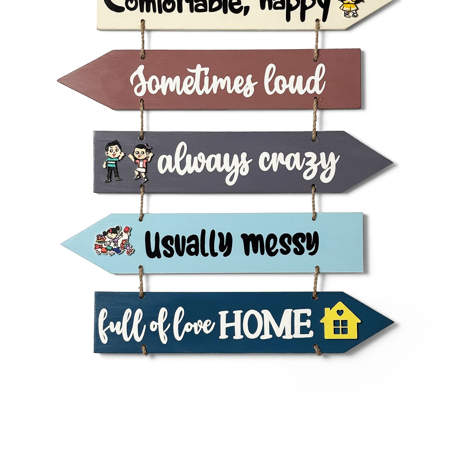 Welcome To Our Home Hand-Painted Wooden Arrow Plank Wall Hanging - Design 3