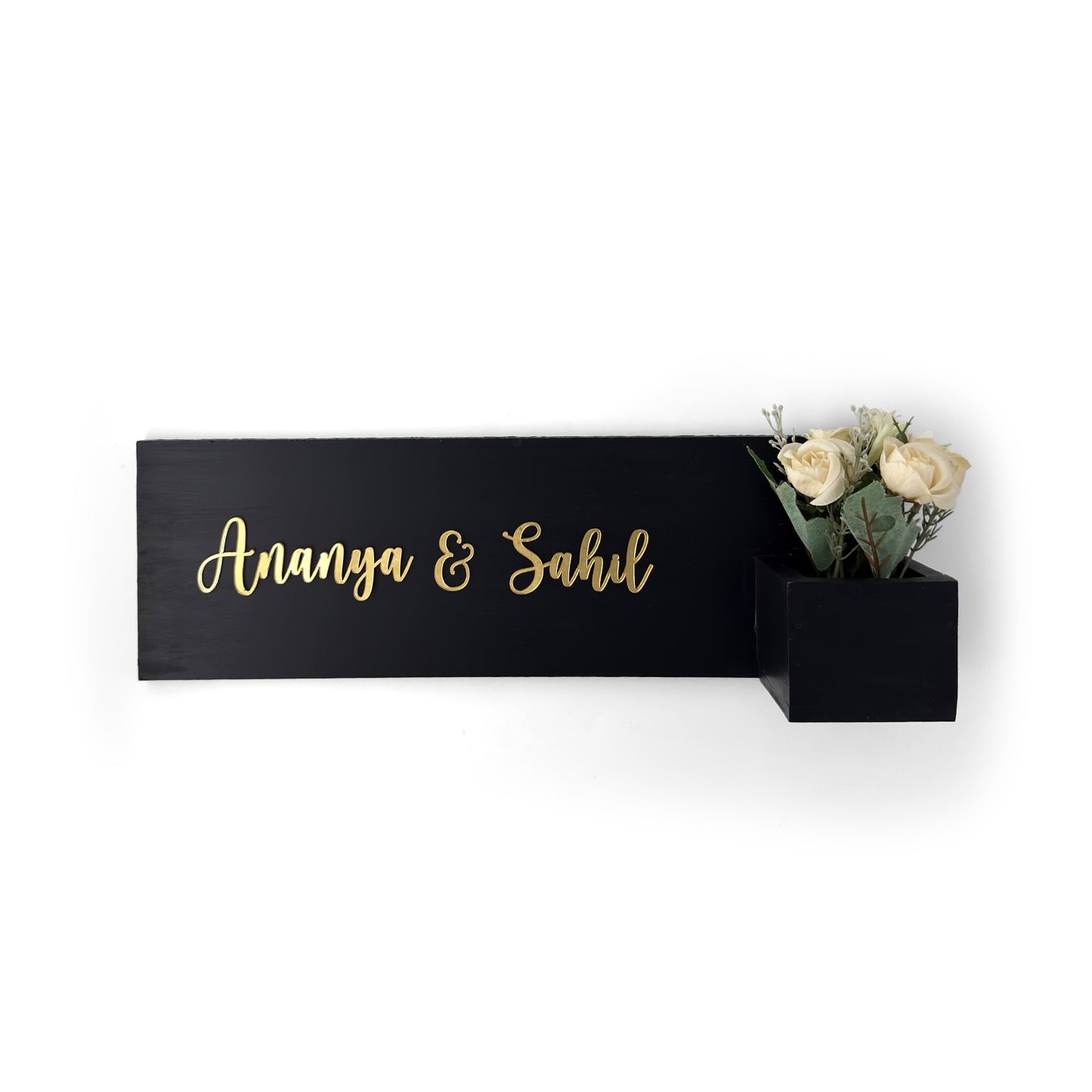 Rectangular Hand-Painted Wooden Planter Name Plate For Home