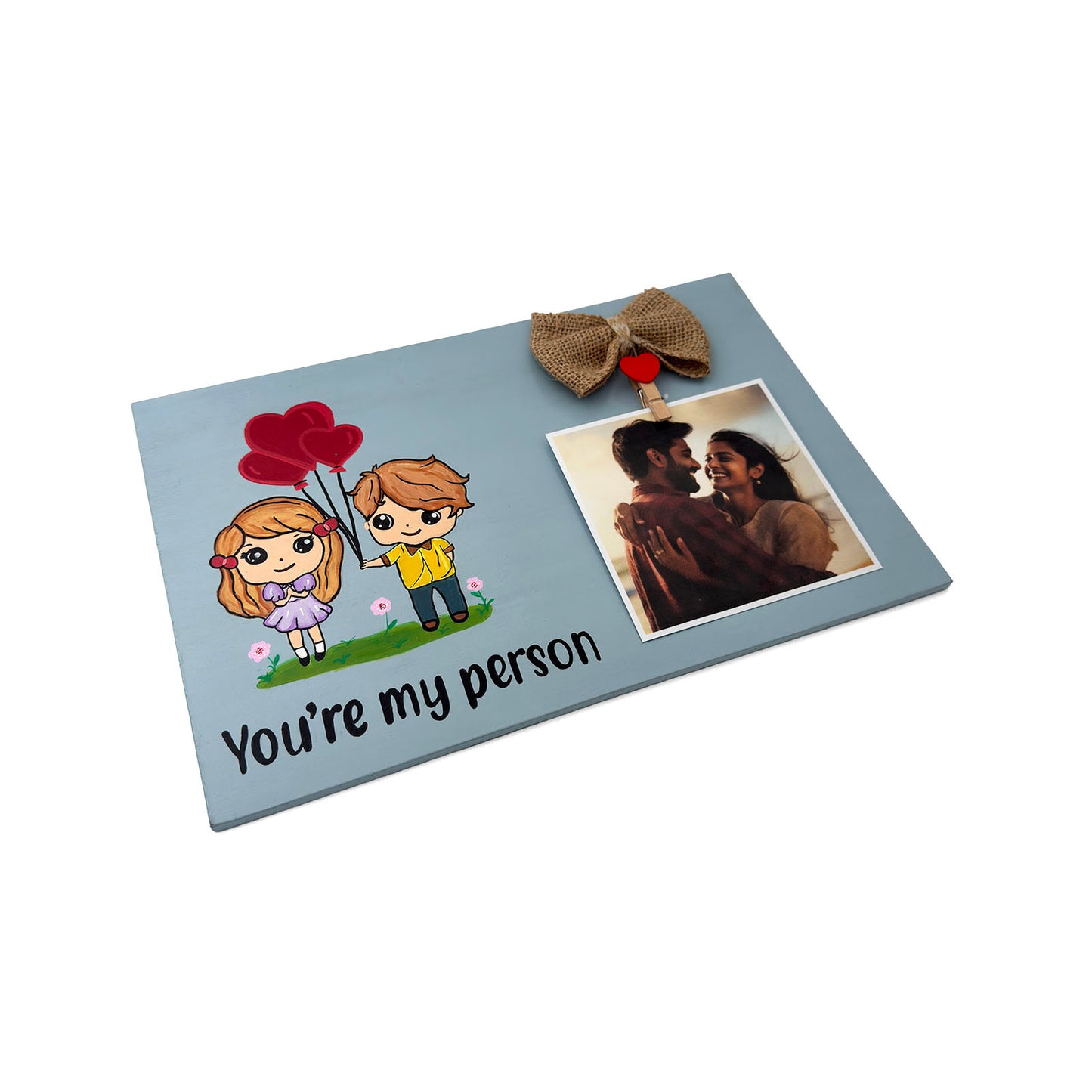 You're My Person Hand-Painted Wooden Photo Holder - Light Grey