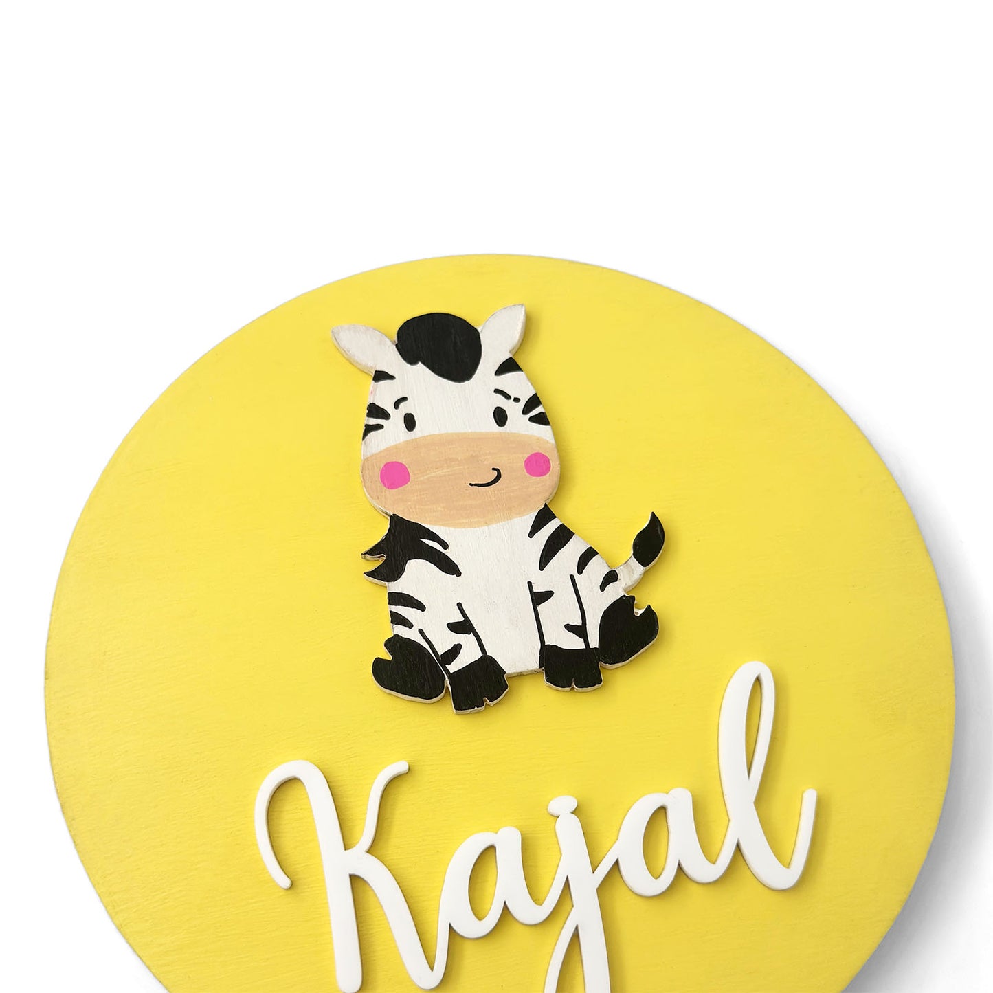 Cow Themed Hand-Painted Wooden Name Plate For Kids