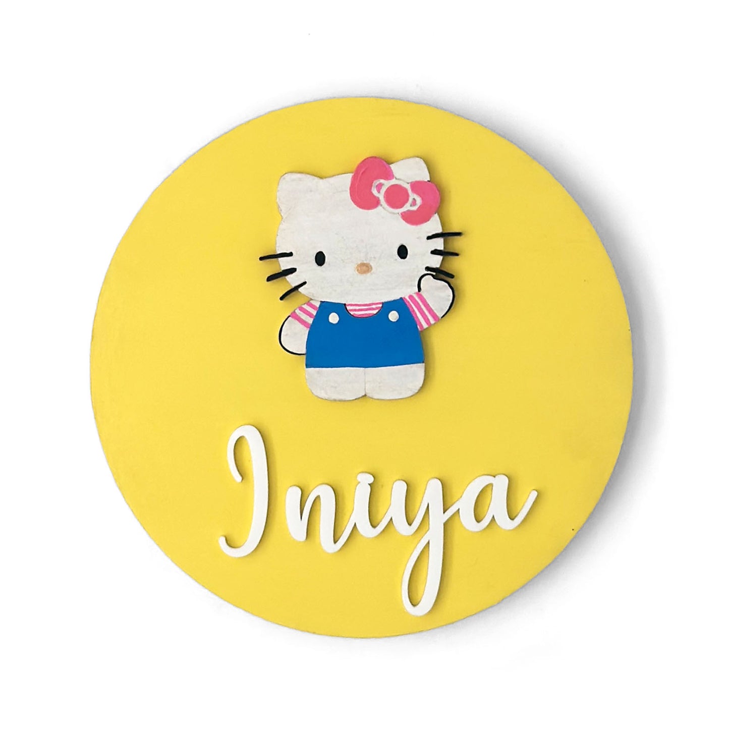 Hello Kitty Themed Hand-Painted Wooden Name Plate For Kids