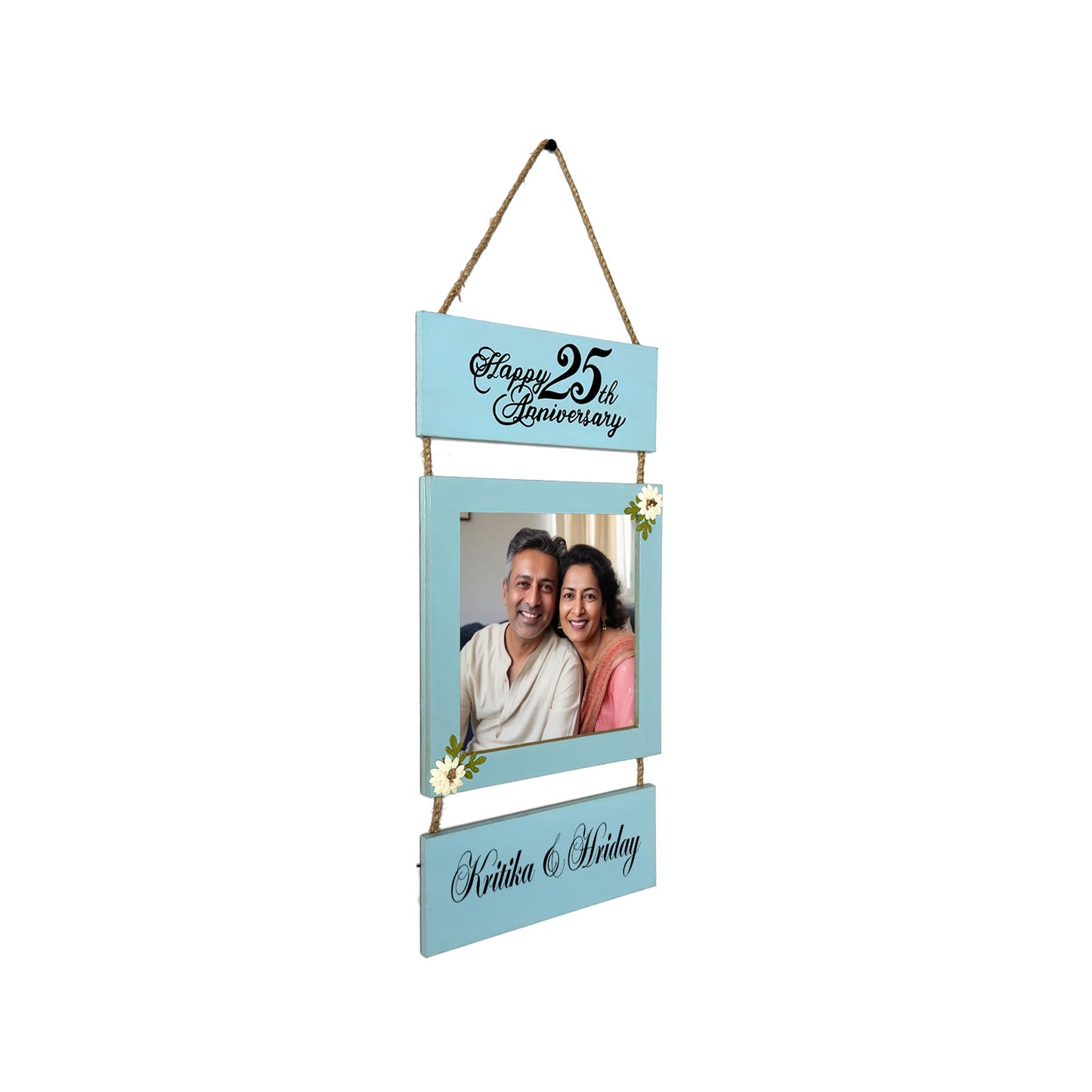 25th Anniversary Hand-Painted Wooden Photo Holder - Light Grey