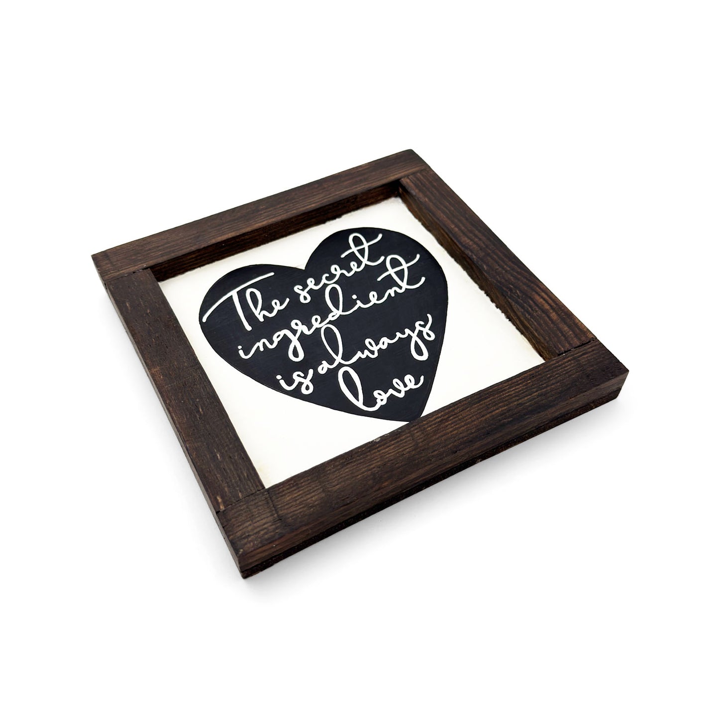 The Secret Ingredient Is Always Love  Hand-Painted Wooden Kitchen Wall Frame