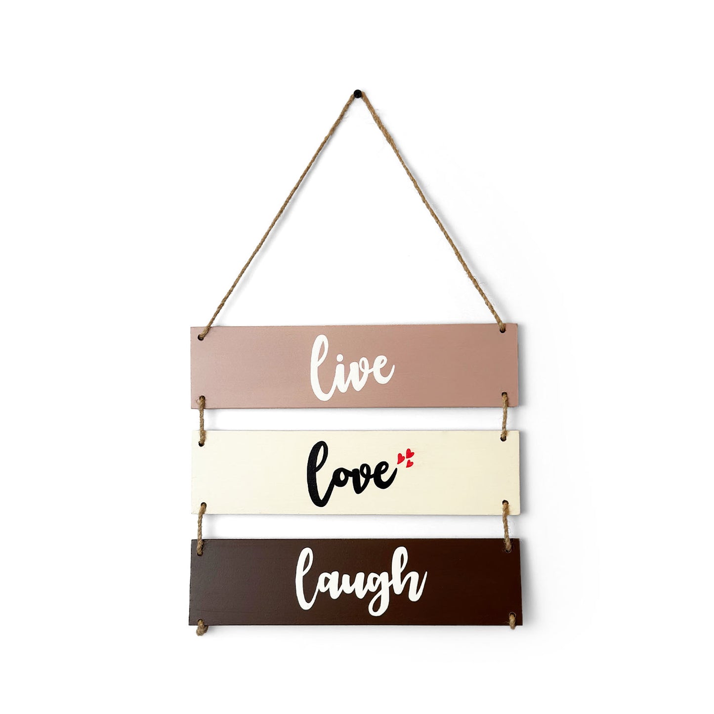 Live Love Laugh Hand-Painted Wooden Plank Wall Hanging