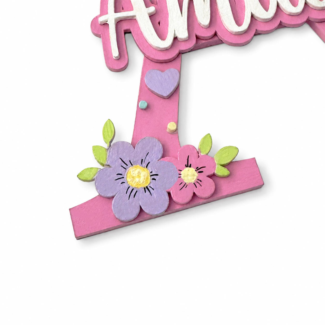 Butterfly & Flower Themed Layered Alphabet Initial Hand-Painted Wooden Kids Name Plate - Design 1