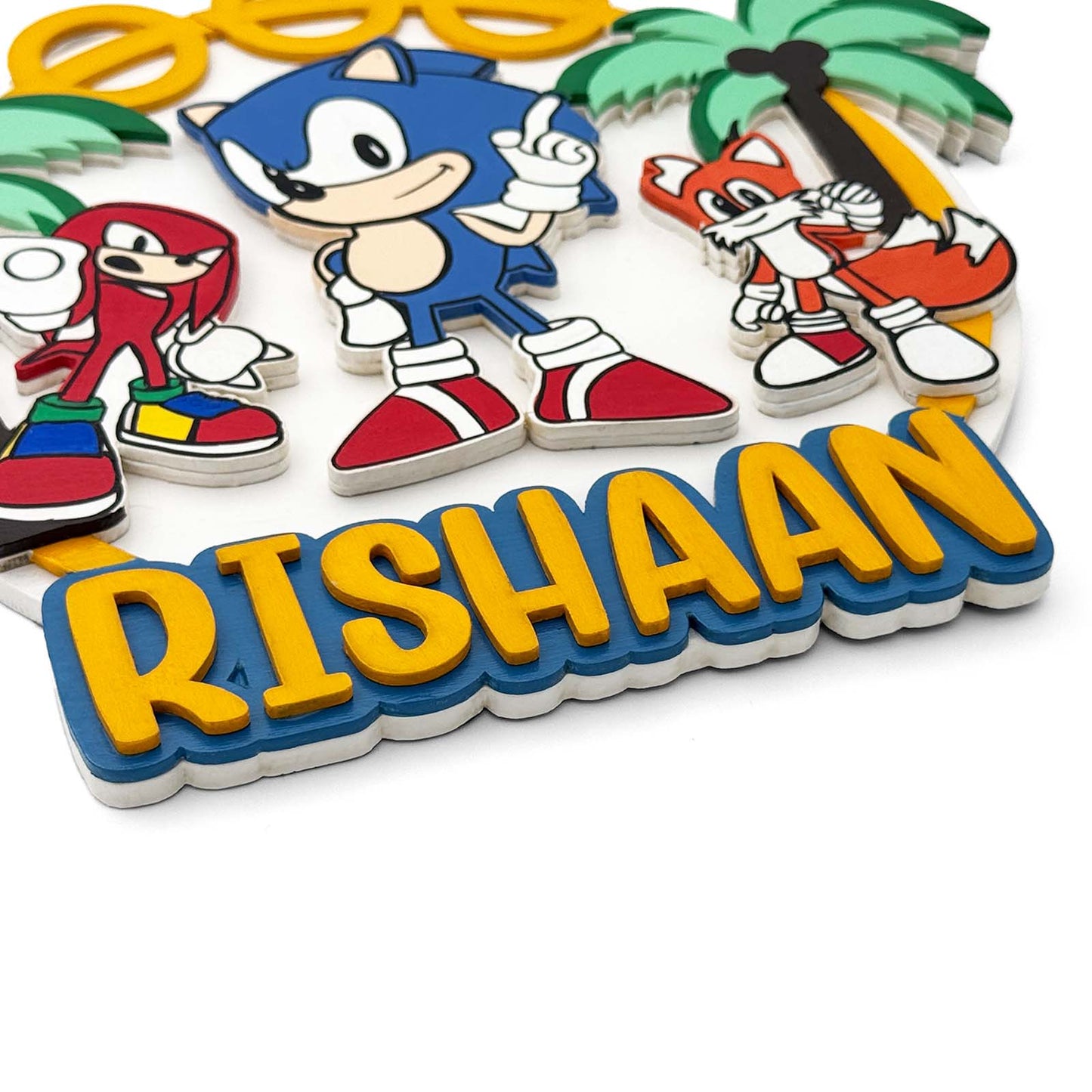 Sonic Themed Hand-Painted Wooden Kids Name Plate