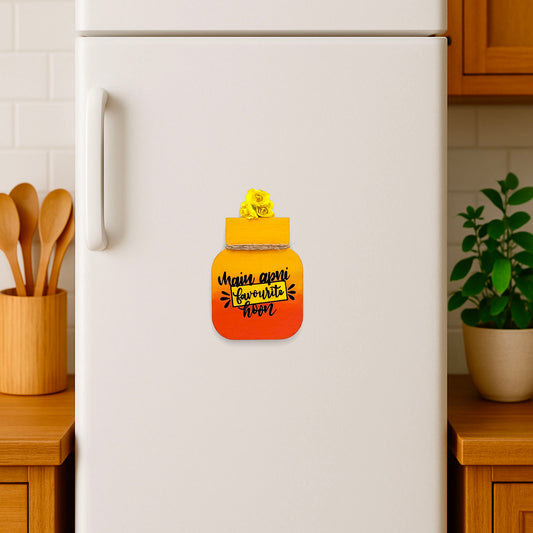 Mein Apni Favourite Hoon Hand-Painted Wooden Mason Jar Fridge Magnet - Multicolor