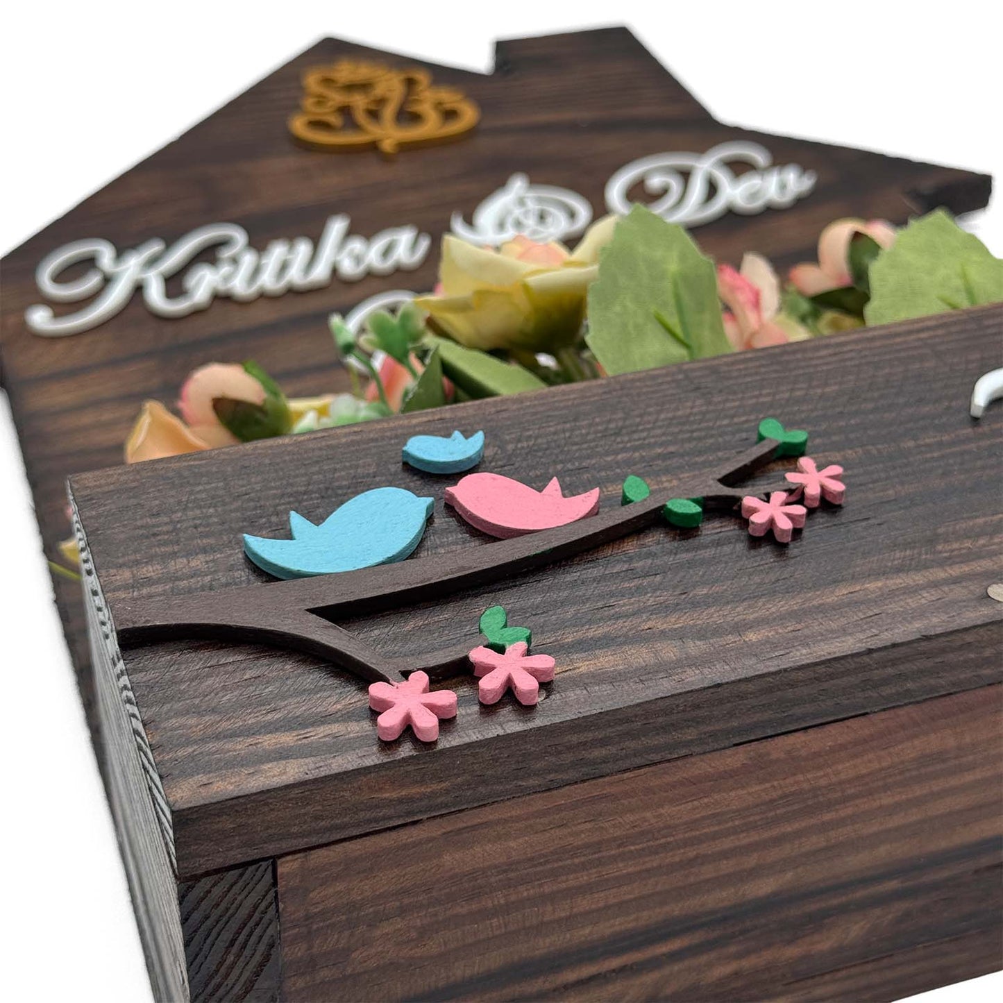 Hut-Shaped Hand-Painted Wooden Planter Name Plate For Home - Wooden Finish