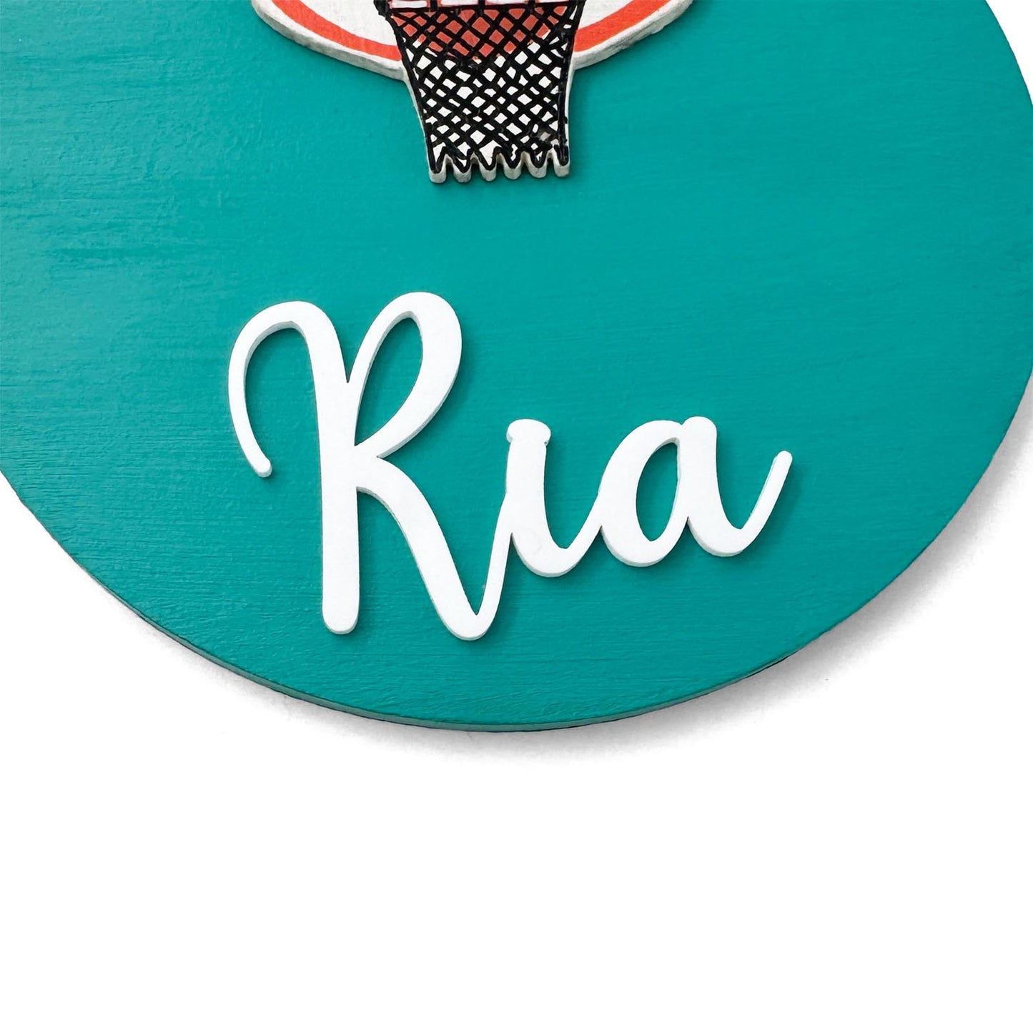 Basketball Themed Hand-Painted Wooden Name Plate For Kids