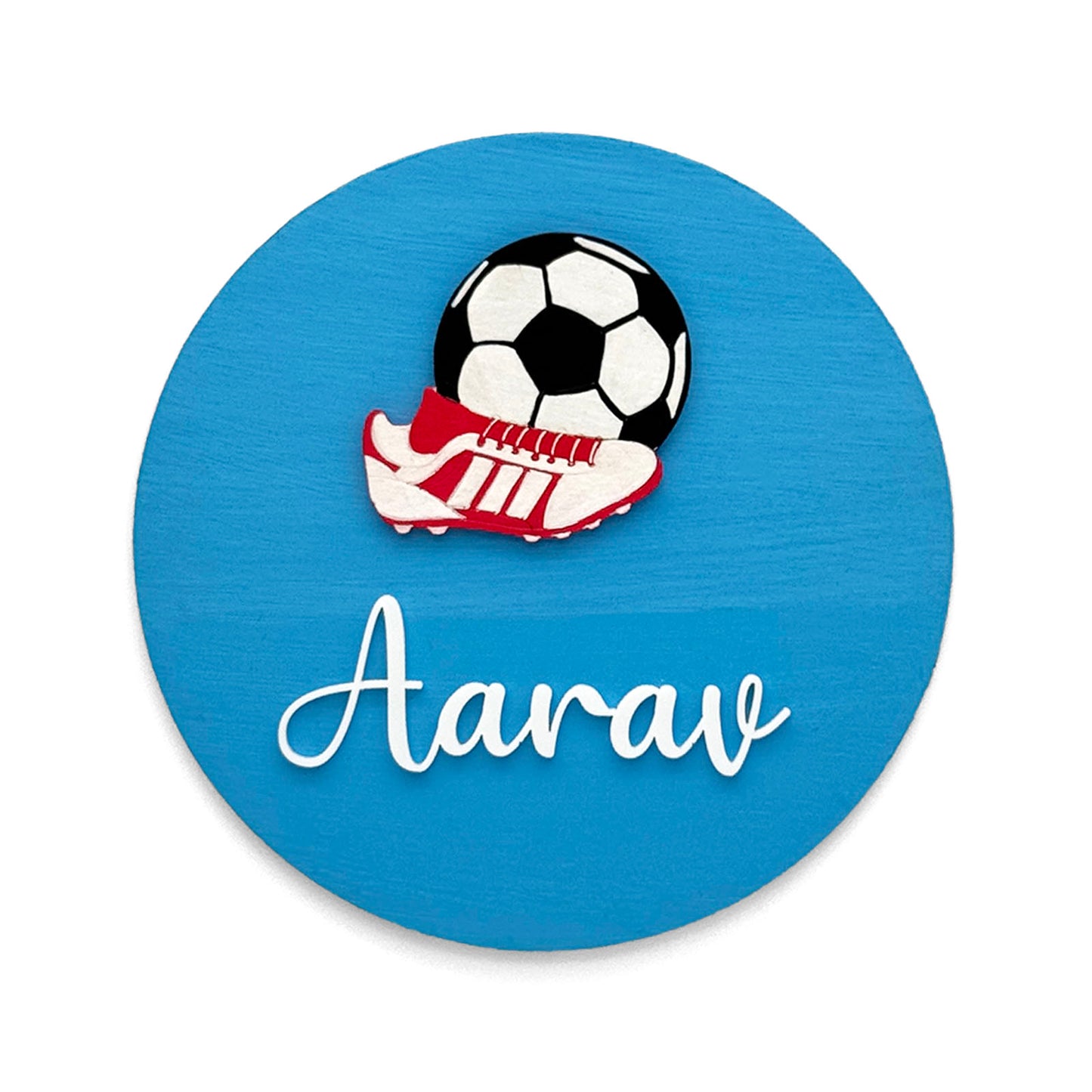 Football Themed Hand-Painted Wooden Mini Kids Name Plate