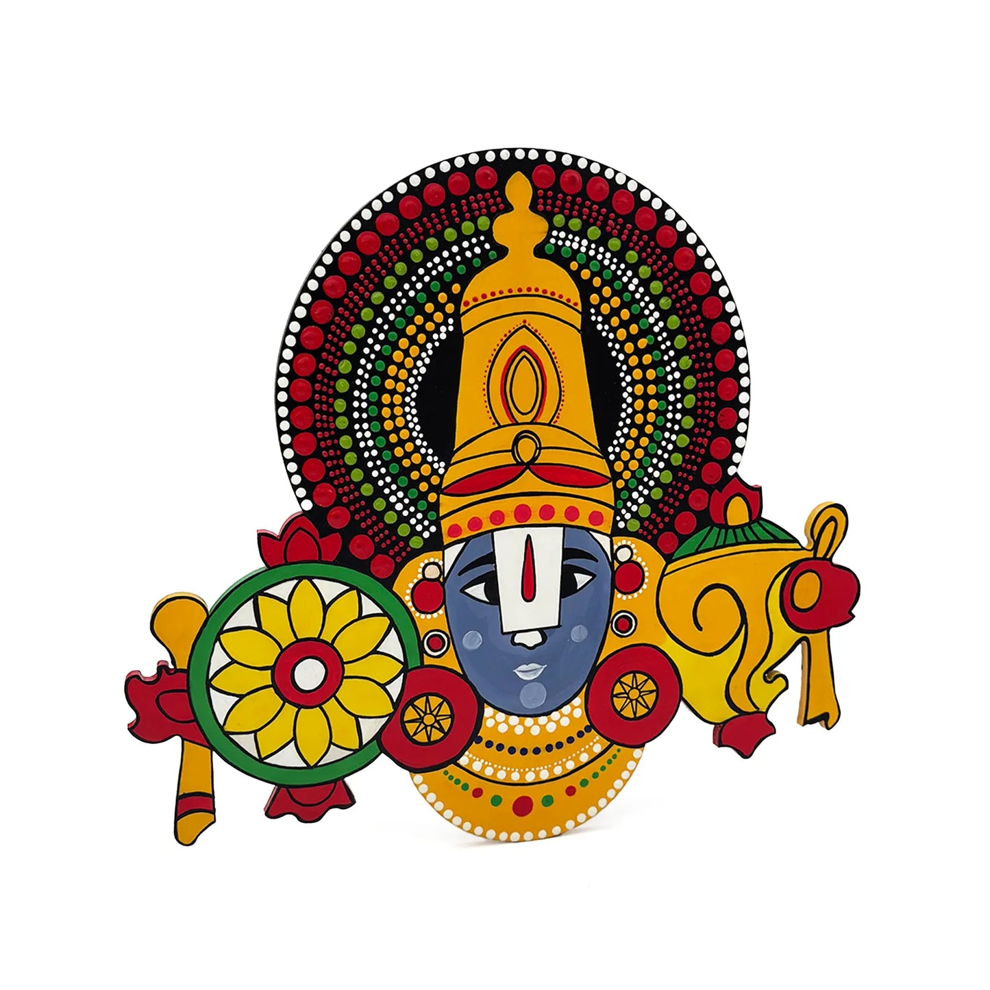 Tirupati Balaji Hand-Painted Wooden Wall Hanging
