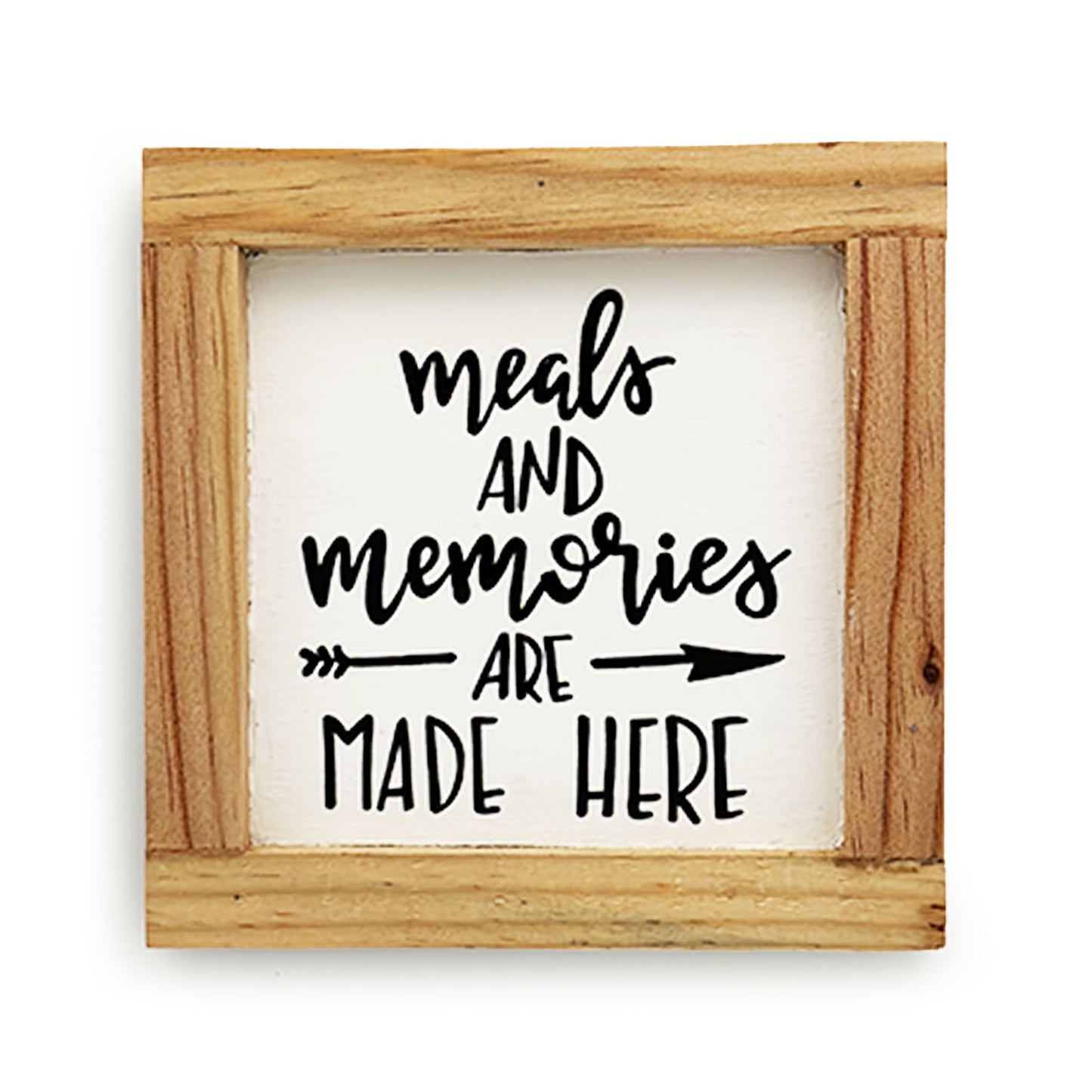 Meals And Memories Are Made Here Hand-Painted Wooden Kitchen Wall Frame - Natural Wood