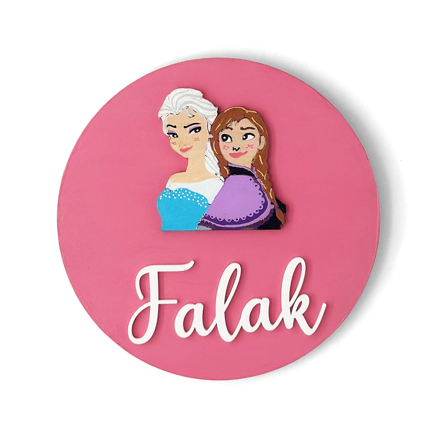Frozen Themed Hand-Painted Wooden Name Plate For Kids