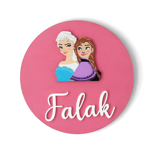 Frozen Themed Hand-Painted Wooden Name Plate For Kids