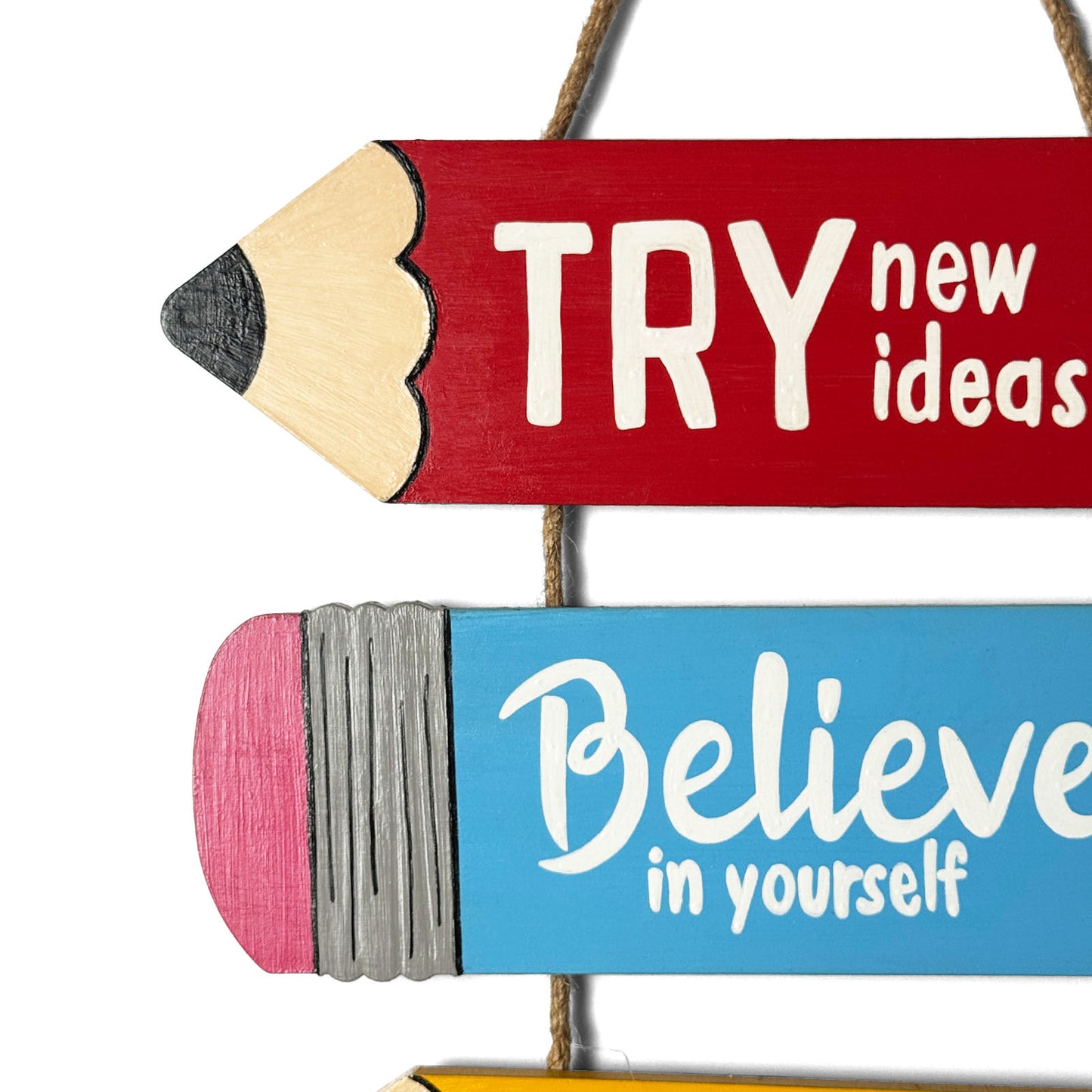 Hand-Painted Wooden Pencil Kids Plank Wall Hanging