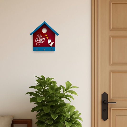 Hand-Painted Wooden Hut Key Holder -  Home Is Our Happy Place