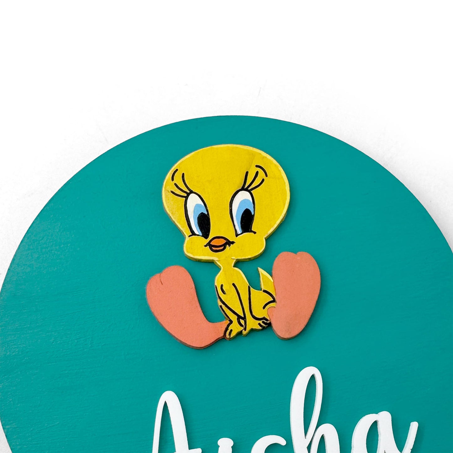 Tweety Themed Hand-Painted Wooden Name Plate For Kids