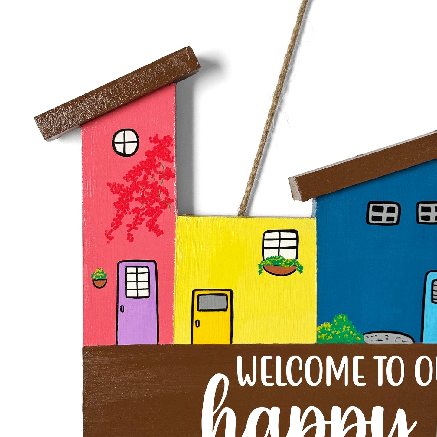 Hut-Shaped Hand-Painted Wooden Name Plate For Home - Hut Board & One Plank Design 3