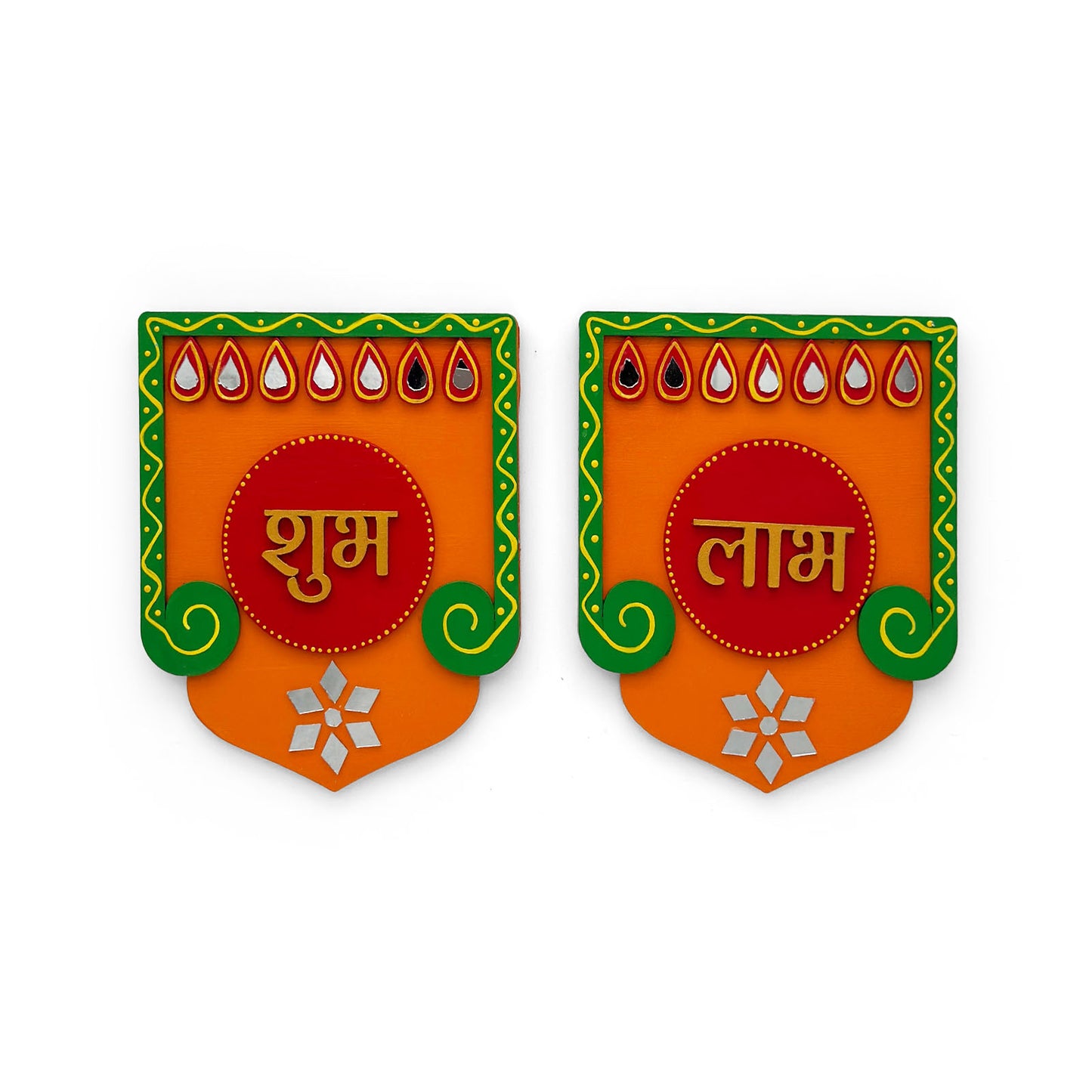 Shubh Labh Hand-Painted Wooden Wall Hanging - Design 2