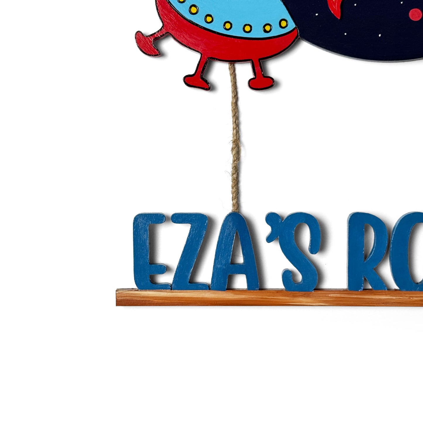 Space Themed Hand-Painted Wooden Kids Name Plate